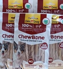 5 li Paket Gimdog ChewBone Sticks Burgu Köpek Çiğneme Kemiği 5’’ 9-10 mm 80 Gr 10lu Naturel dental care