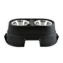 Yükseltilmiş Köpek Mama ve Su Kabı | 2 x 1 Lt Paslanmaz Çelik Kap | 20 cm Yükseklik